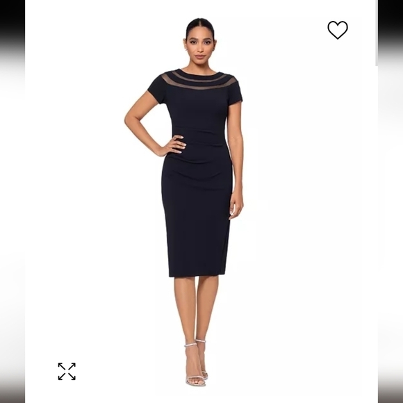 Xscape Dresses & Skirts - XSCAPE Women's Illusion Boat-Neck Short-Sleeve Dress Round Neck 16 NWT m105